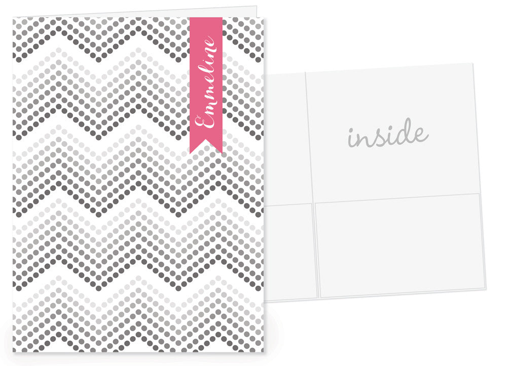 Dotted chevron with hot pink name banner pocket folder