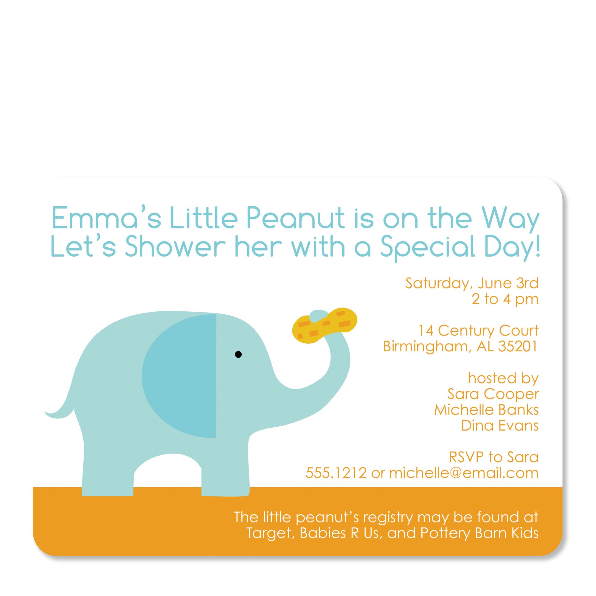 Elephant With Peanut Shower Invitation