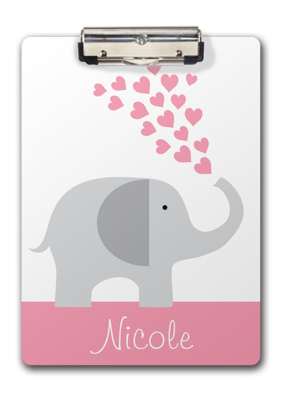 Elephant with Pink Hearts Clipboard | SwankyP res