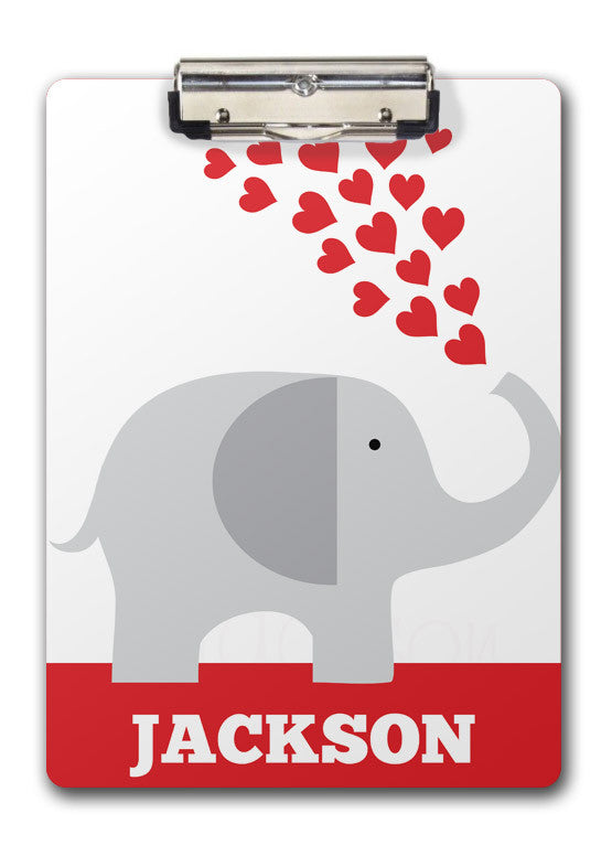 Elephant with Red Hearts Clipboard | Swanky Press