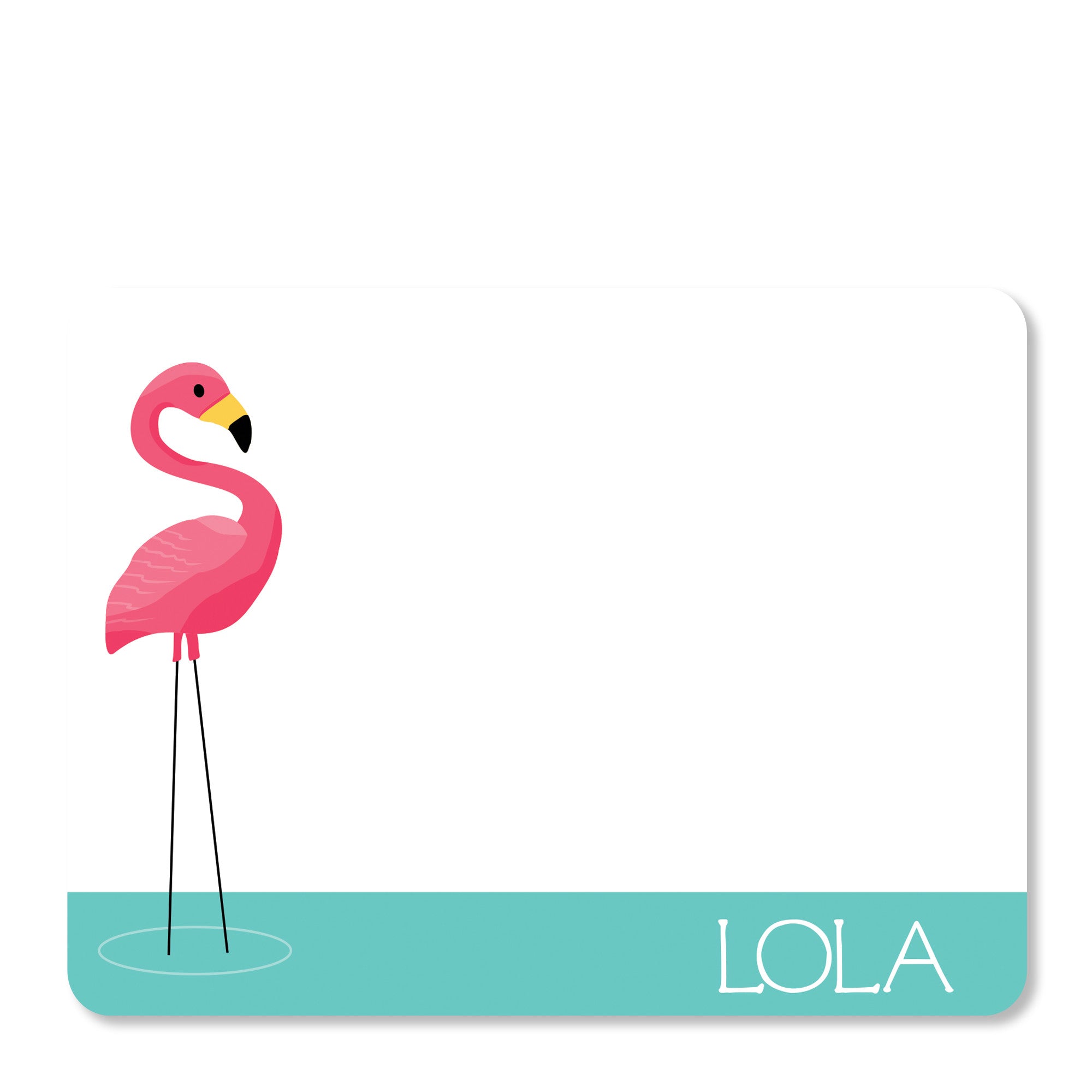 Pink Flamingo Party Flat Notecard | Swanky Press | Front