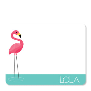 Pink Flamingo Party Flat Notecard | Swanky Press | Front