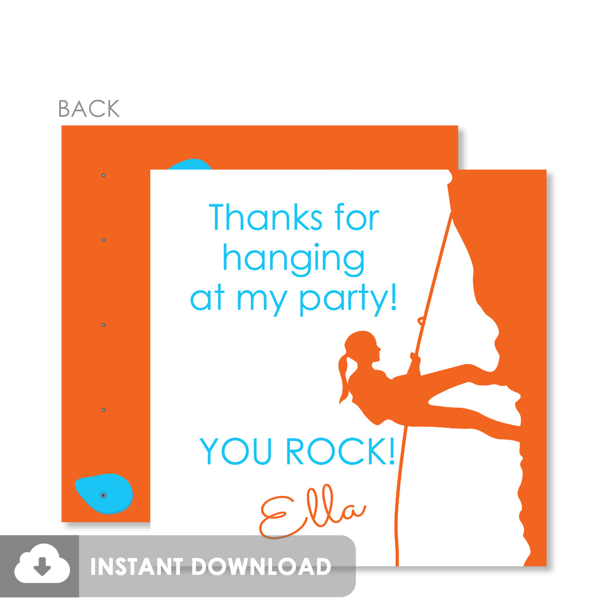 Girl Rock Climbing Birthday Party Favor Tags, Instant Download Templett, PIPSY.COM