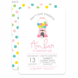 Gumball Birthday Invitations, Candy Party, Printed on heavy cardstock, PIPSY.COM