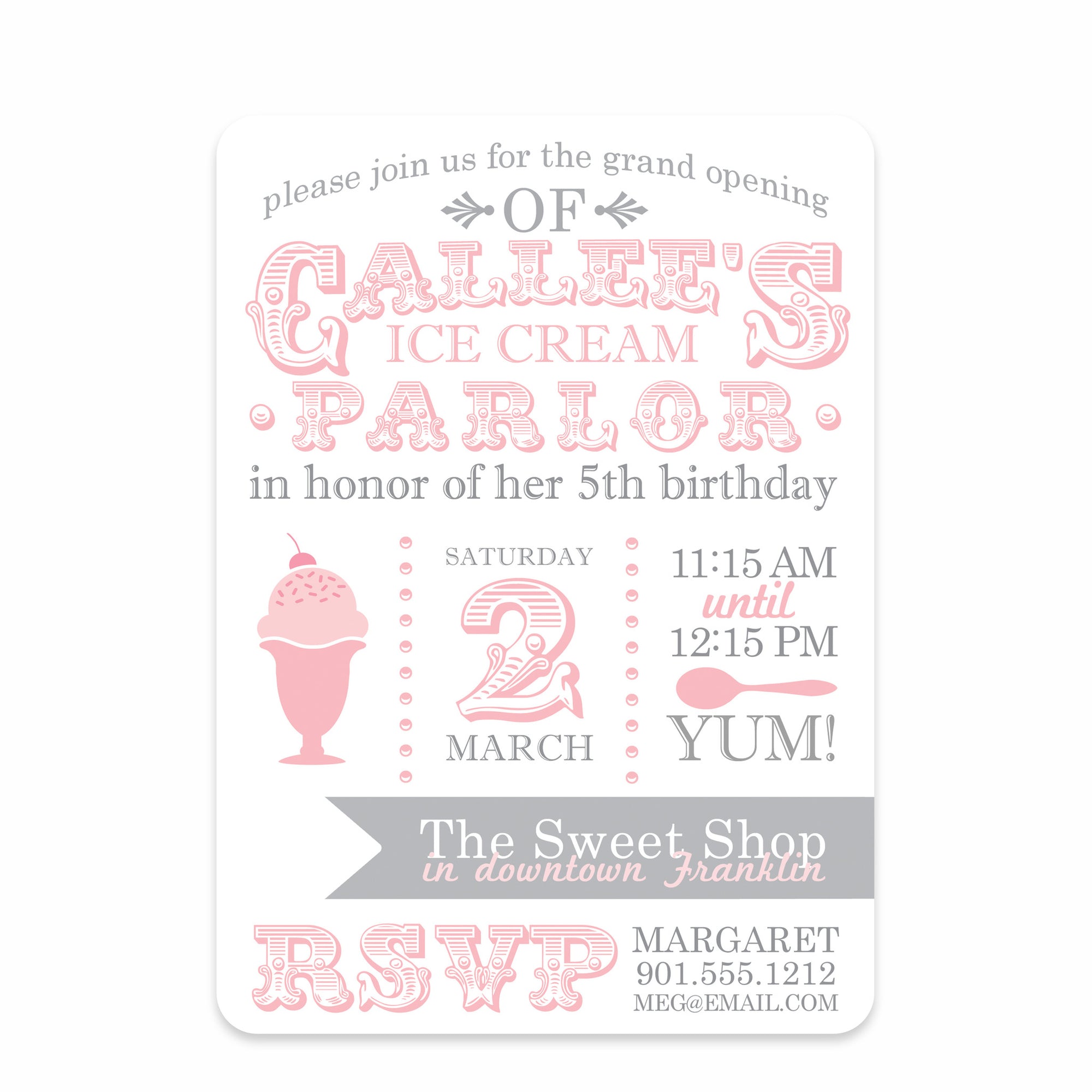 Ice Cream Parlor Birthday Invitation | Pipsy.com | Pink