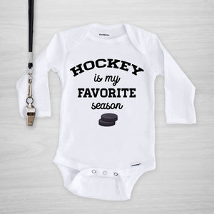 Hockey Is My Favorite Season Gerber Onesie®, long sleeved, PIPSY.COM