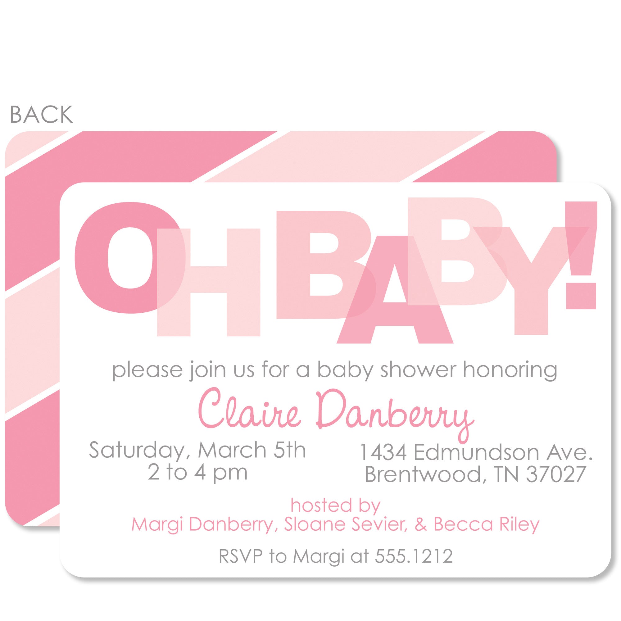 Oh Baby! Pink Baby Shower Invitation