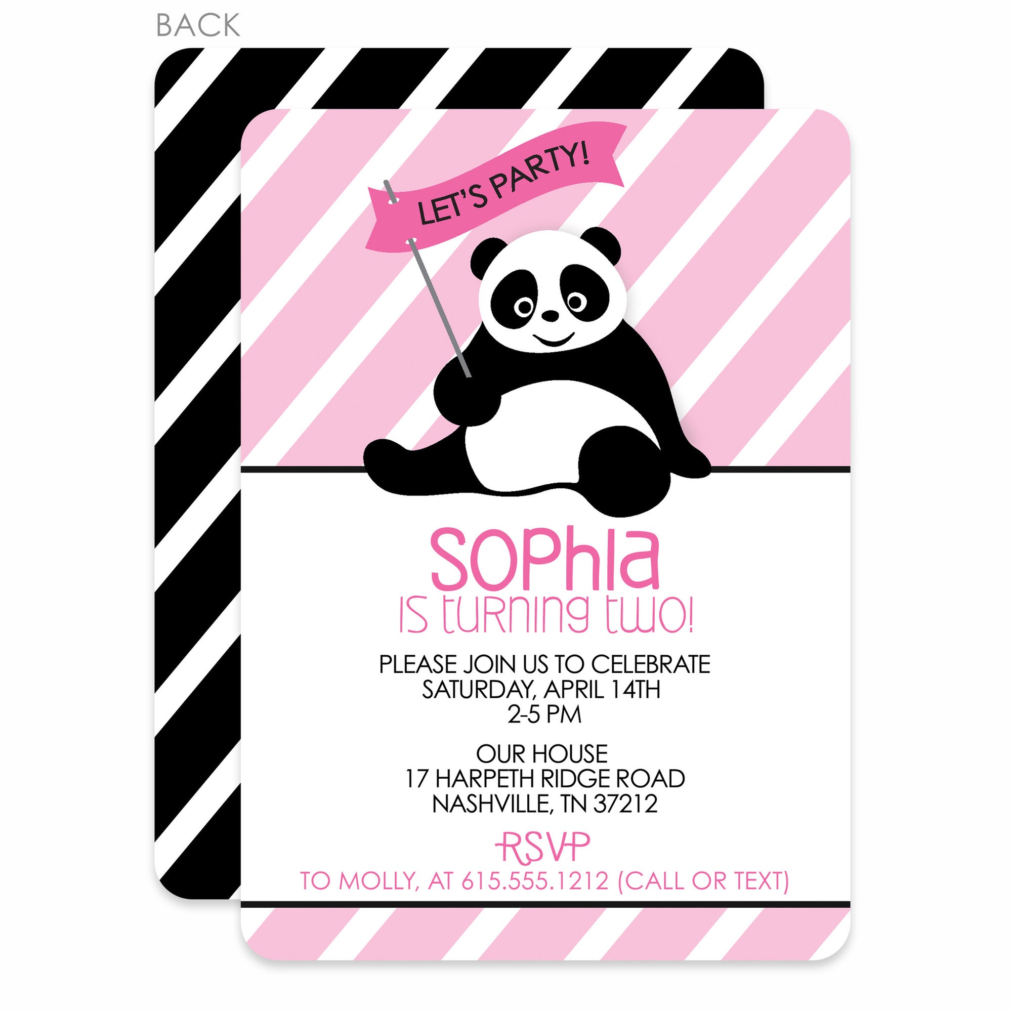 Panda Birthday Invitation | Pipsy.com | Pink