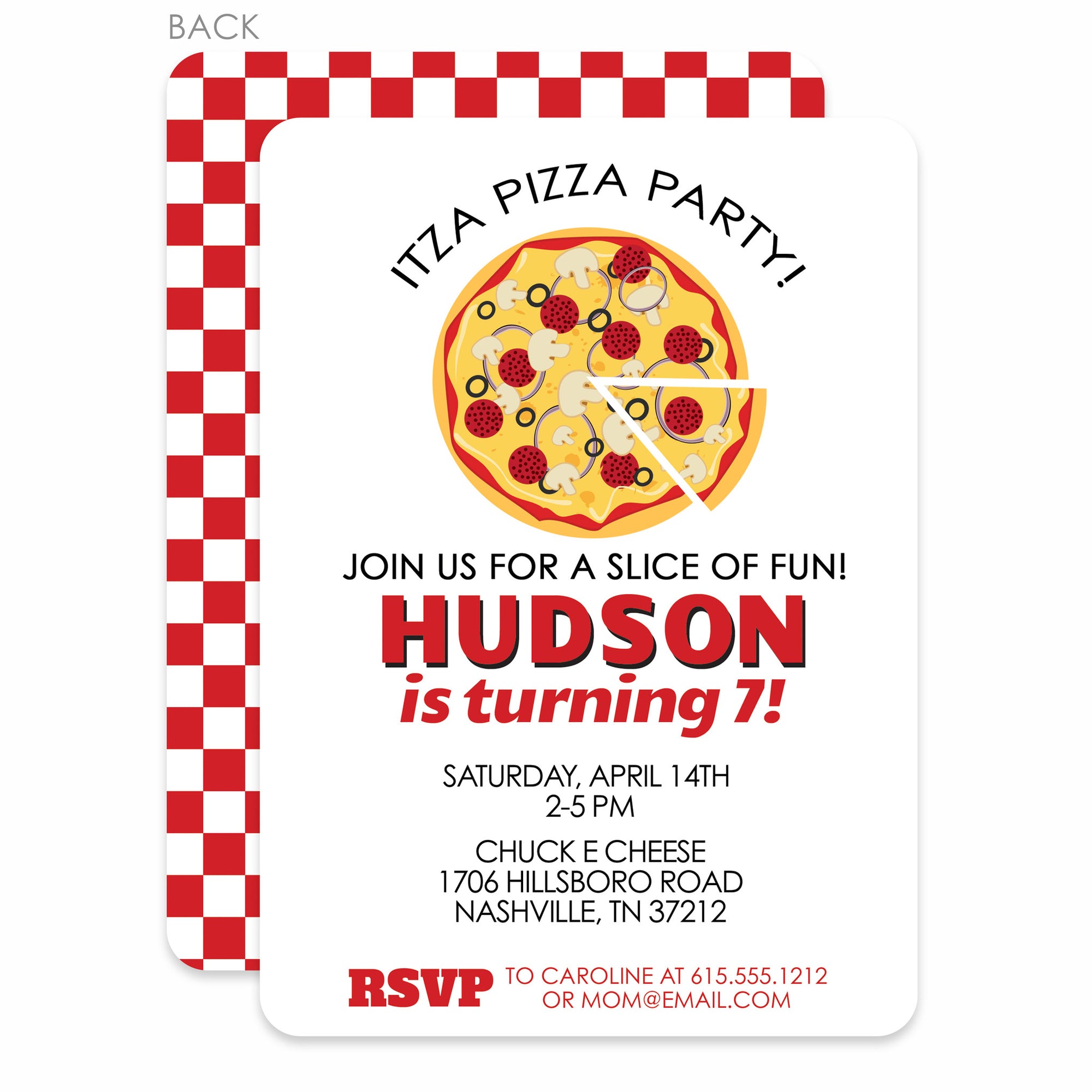 Pizza Party Birthday Invitation | Pipsy.com | Red