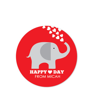 Elephant Valentine's Day Stickers - Red