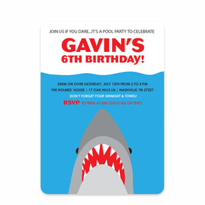 Shark Party Birthday Invitation | Pipsy.com | Front
