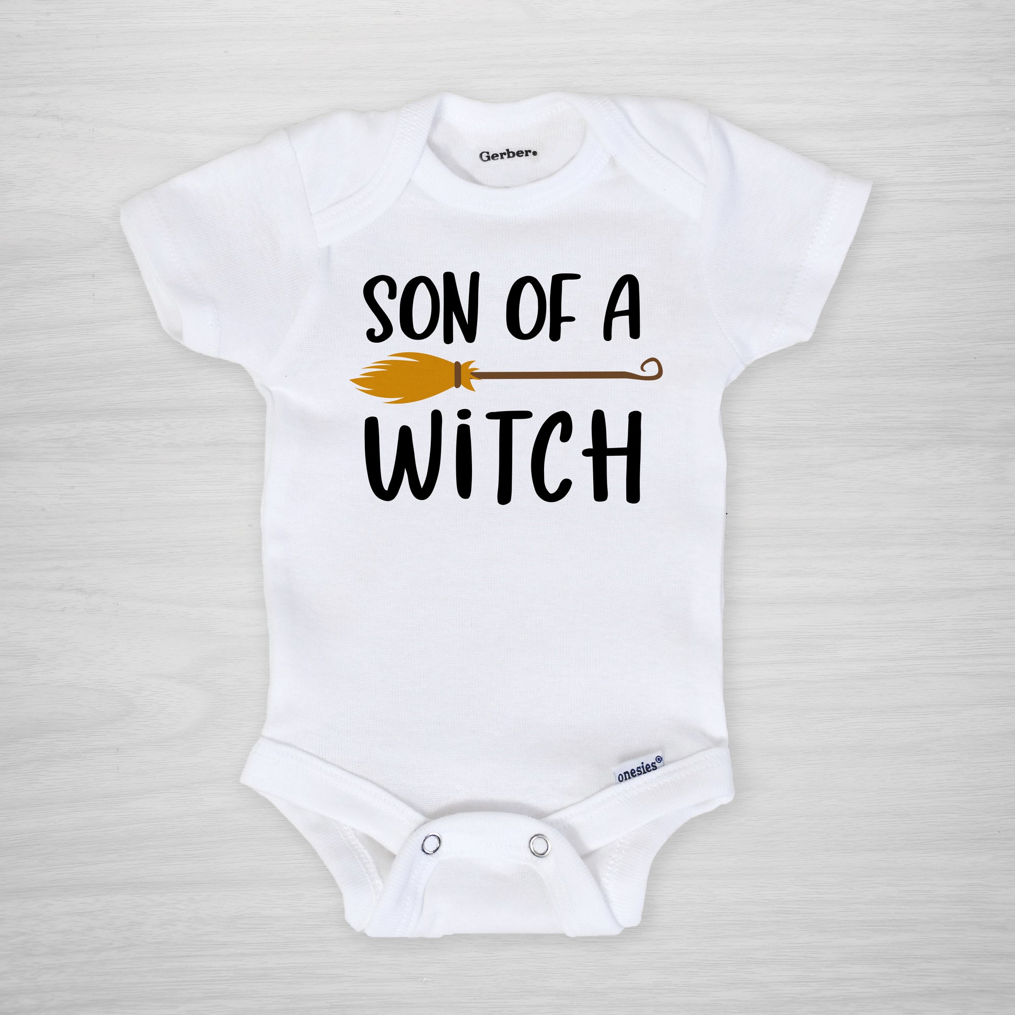 Son of a Witch Halloween Onesie, short sleeved