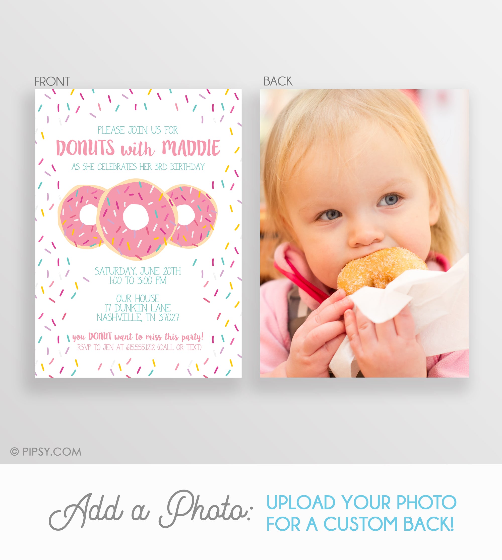 Donut Invitations Pink (DIY Printable)