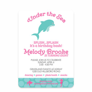 Pink Under the Sea Party Birthday Invitation | Pipsy.com | Front