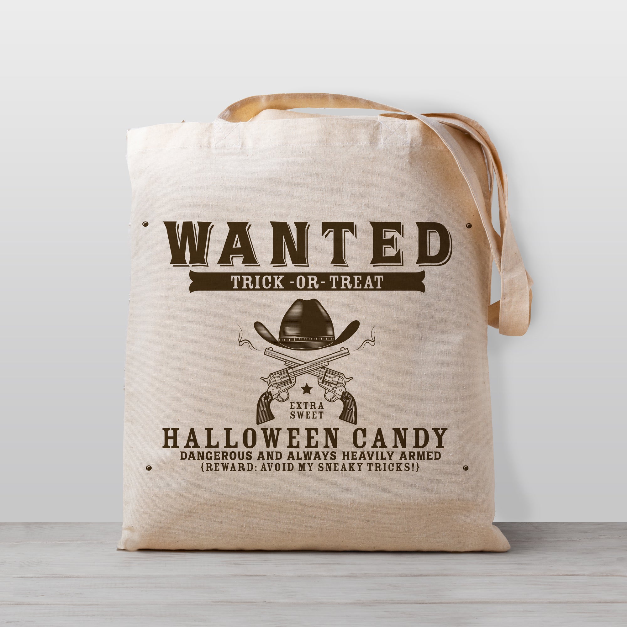 Cowboy Wanted Poster Trick or Treat Bag, 100% natural cotton canvas