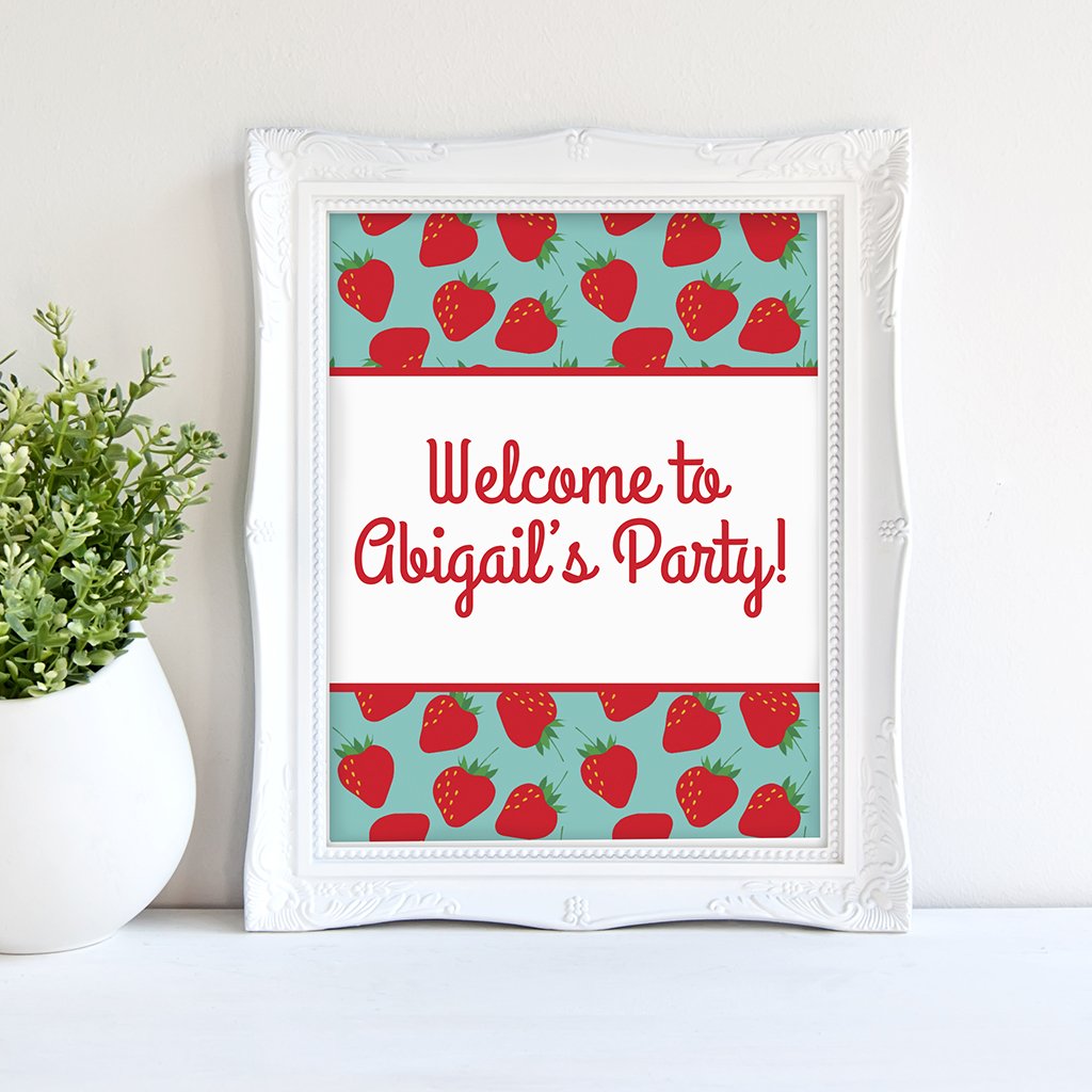Free Printable Strawberry Party Welcome Sign