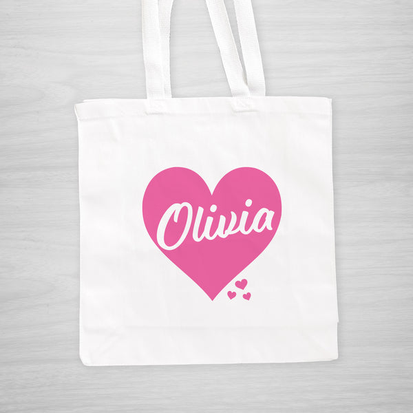 Personalized Family Names Tote Bag with Hearts – A Gift Personalized