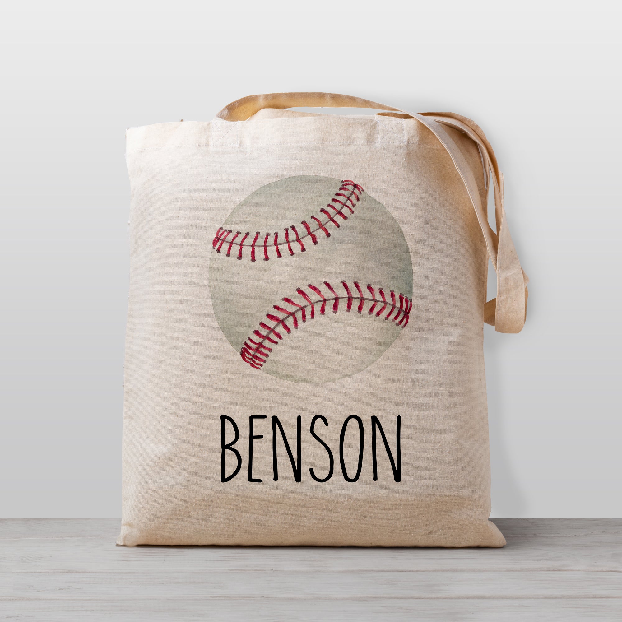 A baseball tote bag, Personalized with your child's name. Perfect for carrying your little one's stuff to preschool, daycare, the library, or bringing favorite books over to Grandma's house. 