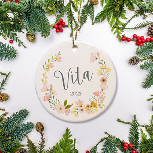 Blossom Pink and Yellow personalized Christmas Ornament | Pipsy.com