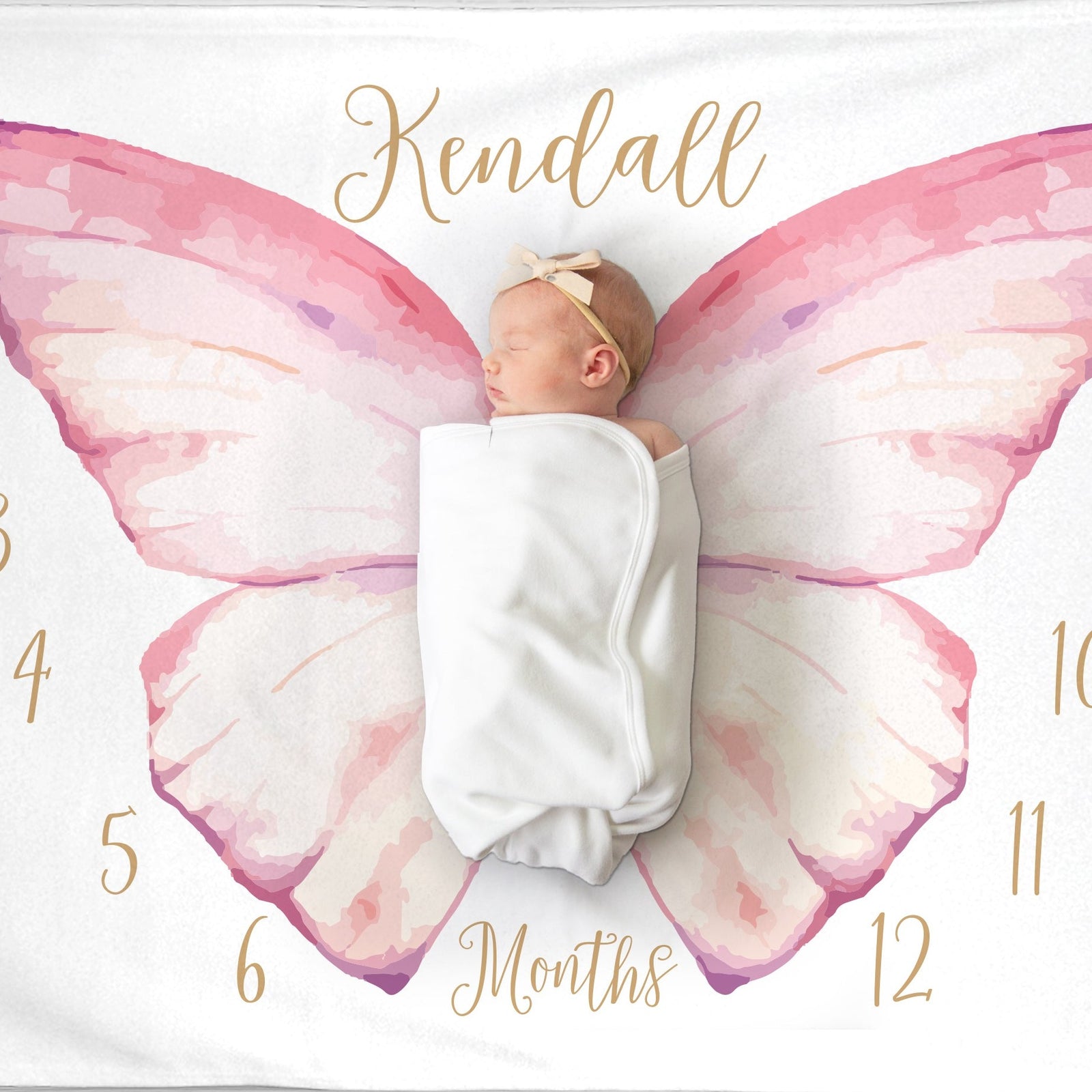 Butterfly milestone baby blanket