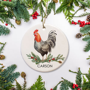 Geman Lanshan Chicken Christmas ornamaent, personalized with your hen's name. Perfect give for the backyard chicken coop owner, Ceramic ornament with the option to add a special message on the back