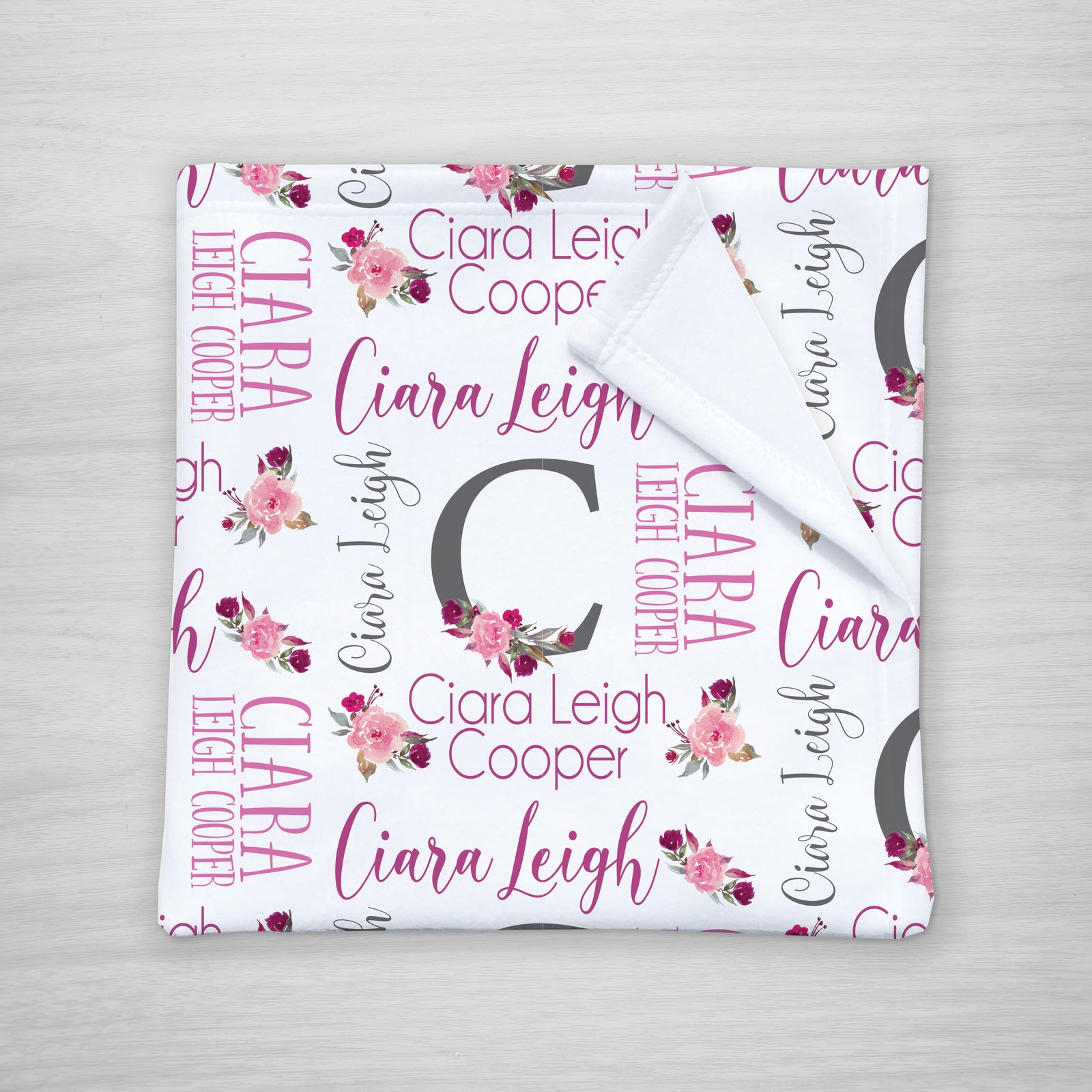 Initial Floral Personalized Blanket