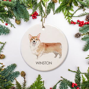 This commemorative ornament showcases your beloved Corgi with a personalized name. An ideal present for pet lovers or to honor the holiday season with your furry companion.