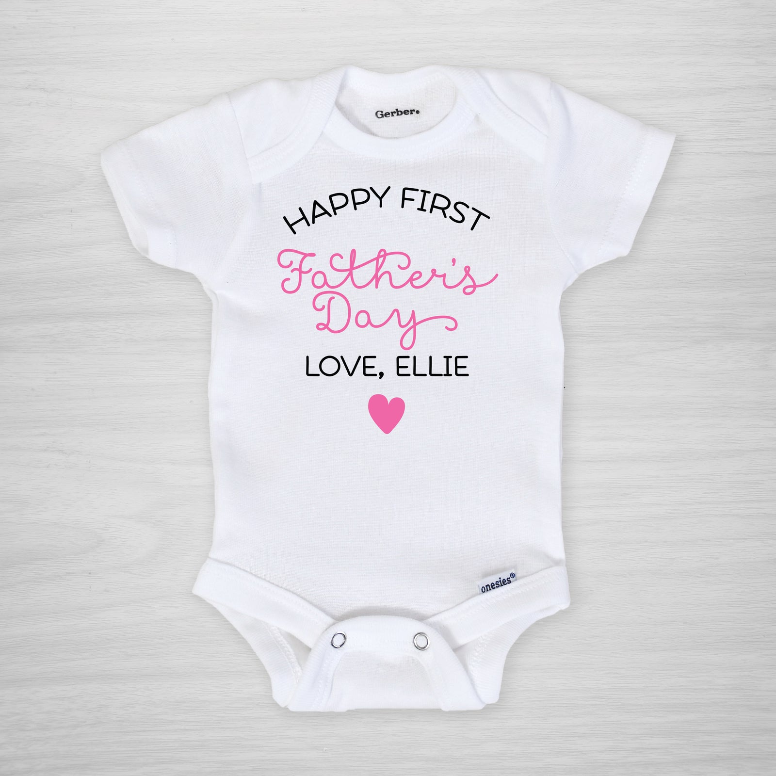 Happy First Father's Day Onesie - personalized with his daughter's name, long sleeved