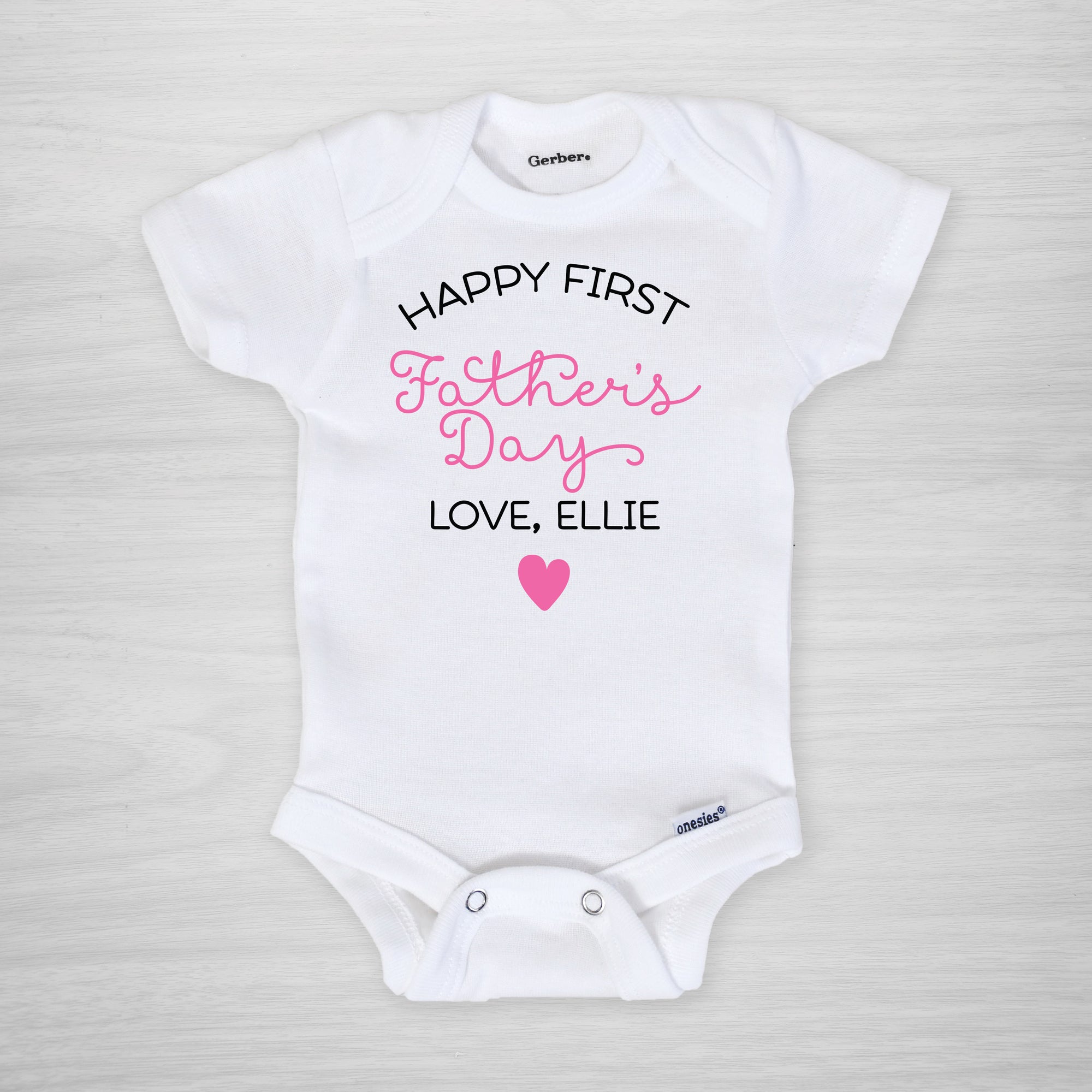Happy First Father's Day Onesie - personalized with his daughter's name, short sleeved
