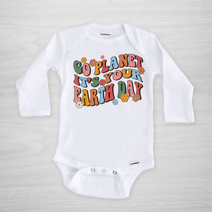 Earth Day onesie, long sleeved, "Go Planet, it's your Earth day"