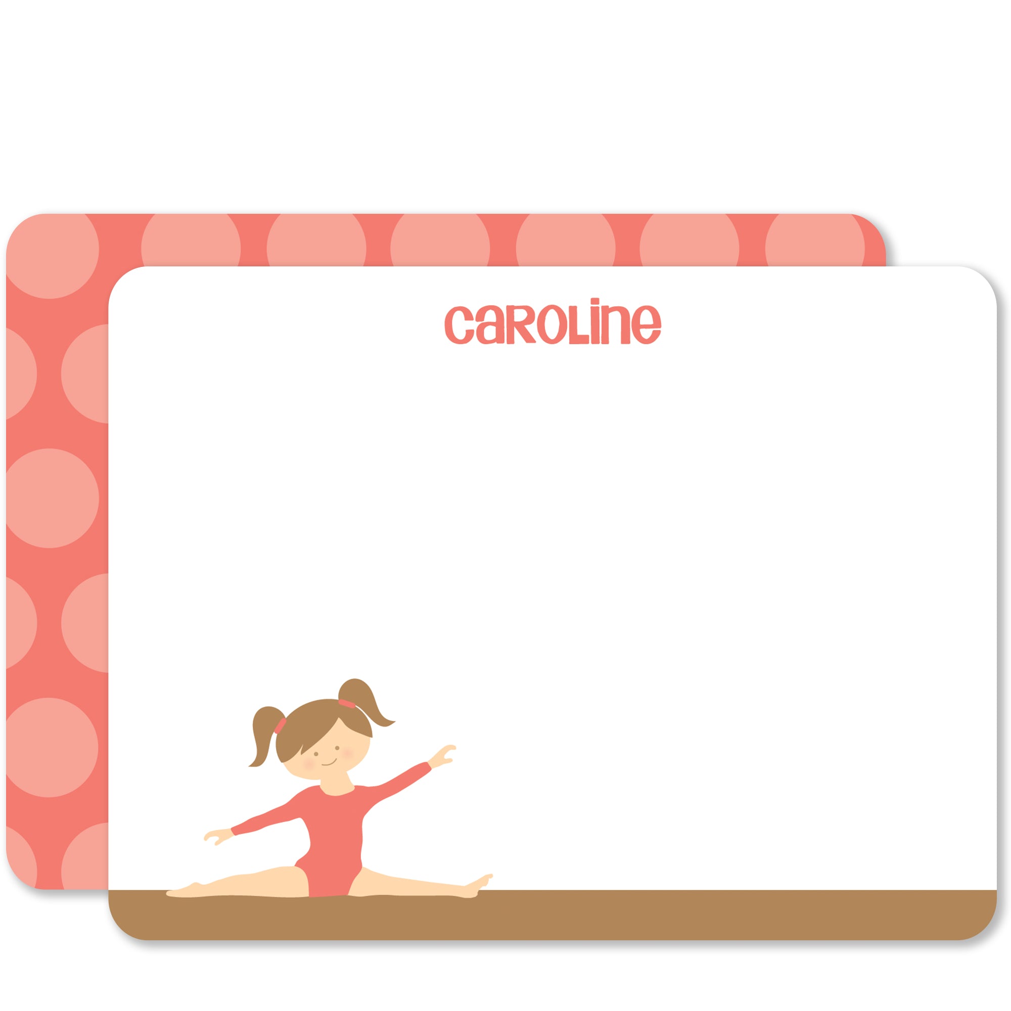 gymnastics girl thank you notecards stationery