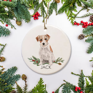 Jack Russel Christmas Ornament, personalized with your dog's name