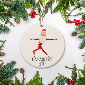 Personalized Christmas Ornament | Yoga Santa | Skinny Santa | Namaste | Nama-sleigh | PIPSY.COM