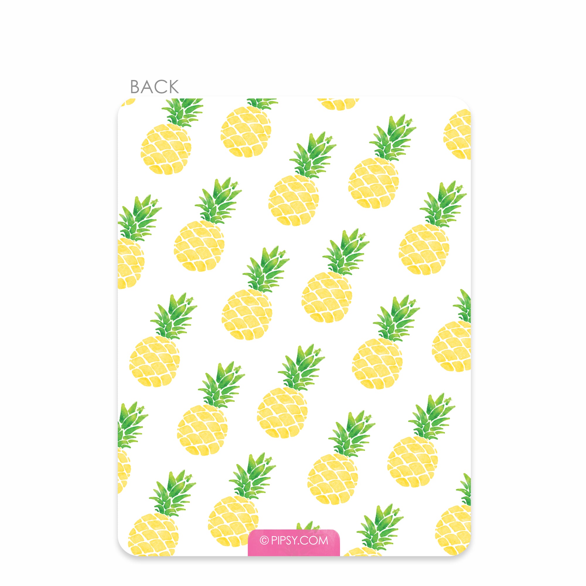Pineapple thank you notecard stationery, back view