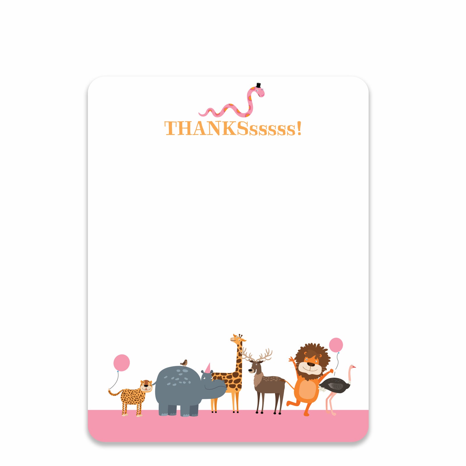 Party Animals Flat notecards stationery with a cheetah pattern on the back