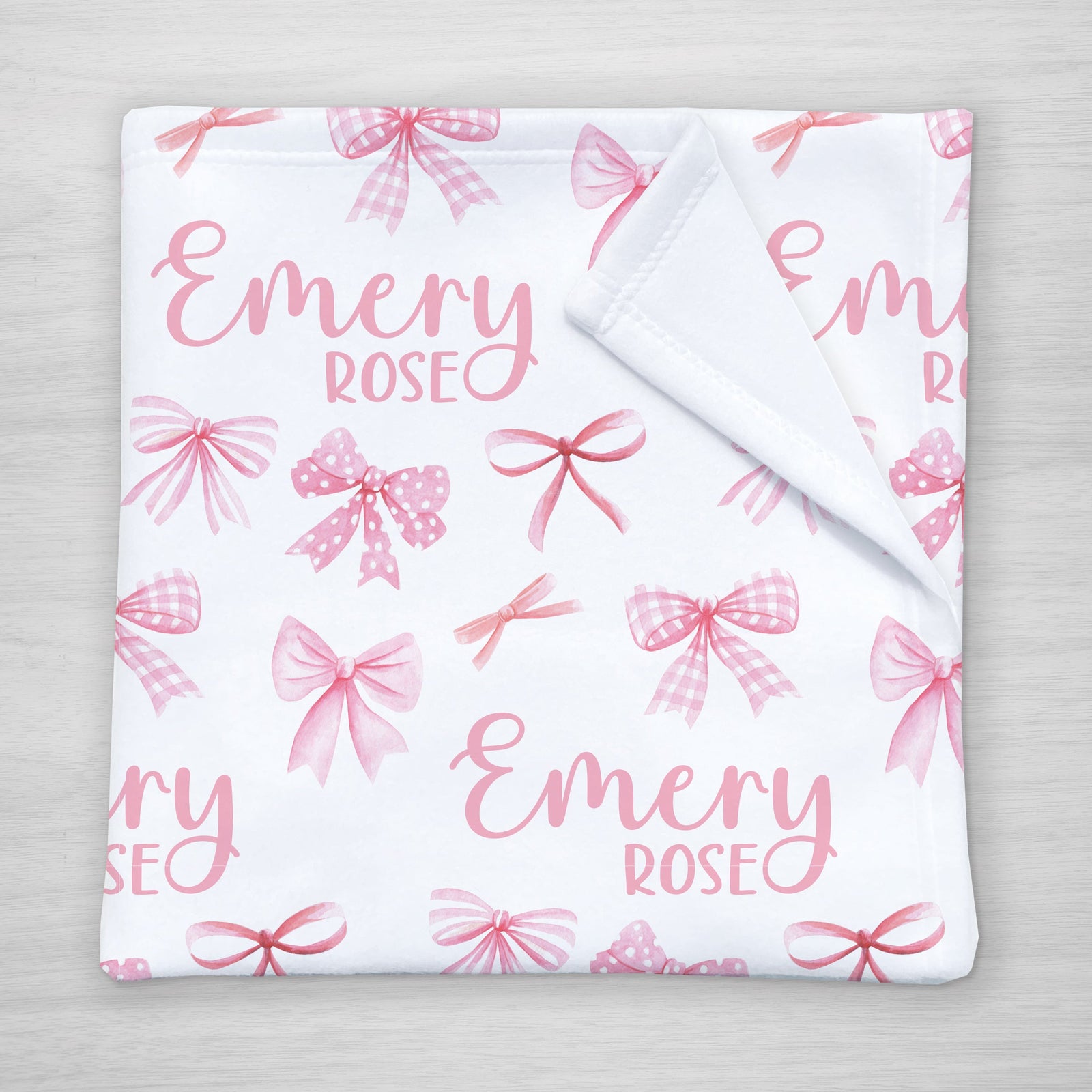 Pink Bow Personalized Blanket for babies and little girls, toddler