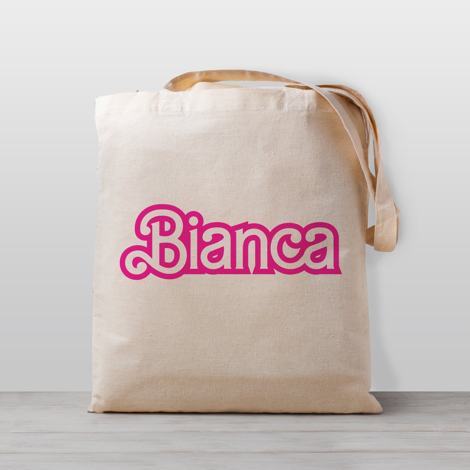 Pink Name Tote Bag, 100% Natural Cotton Canvas