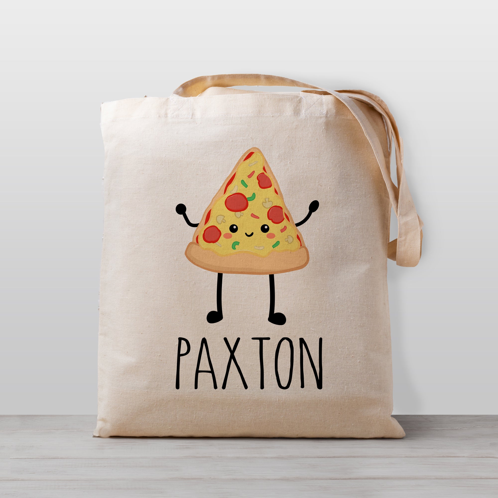 Pizza Personalized tote bag, 100% natural cotton canvas, perfect for boys or girls