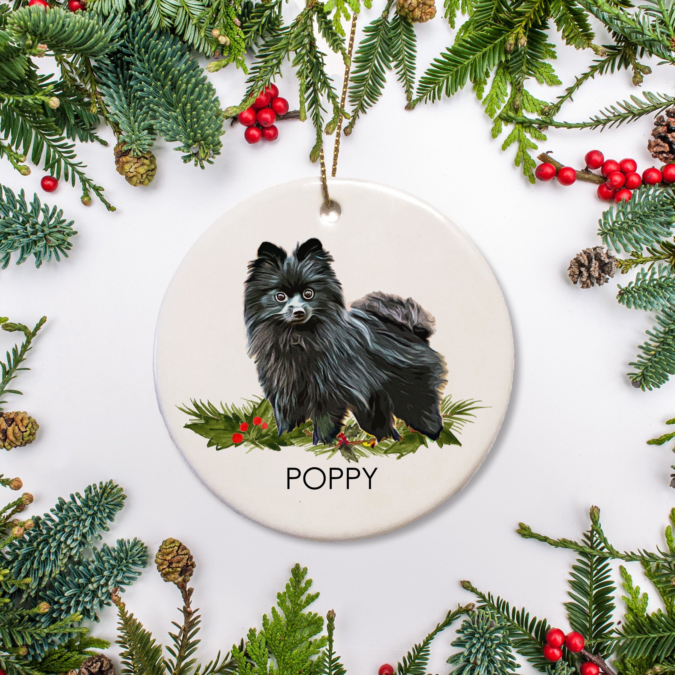 Pomeranian christmas fashion decoration