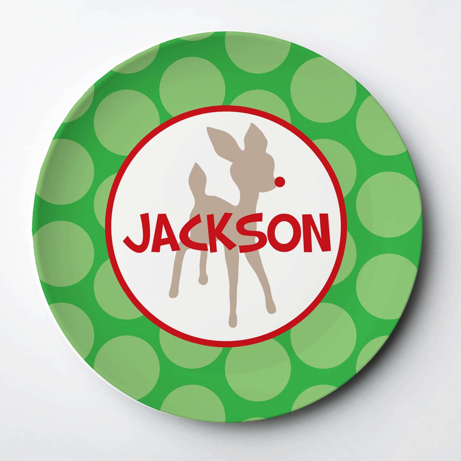 Rudolph the Red Nosed Reindeer custom personalized Christmas Melamine Plate