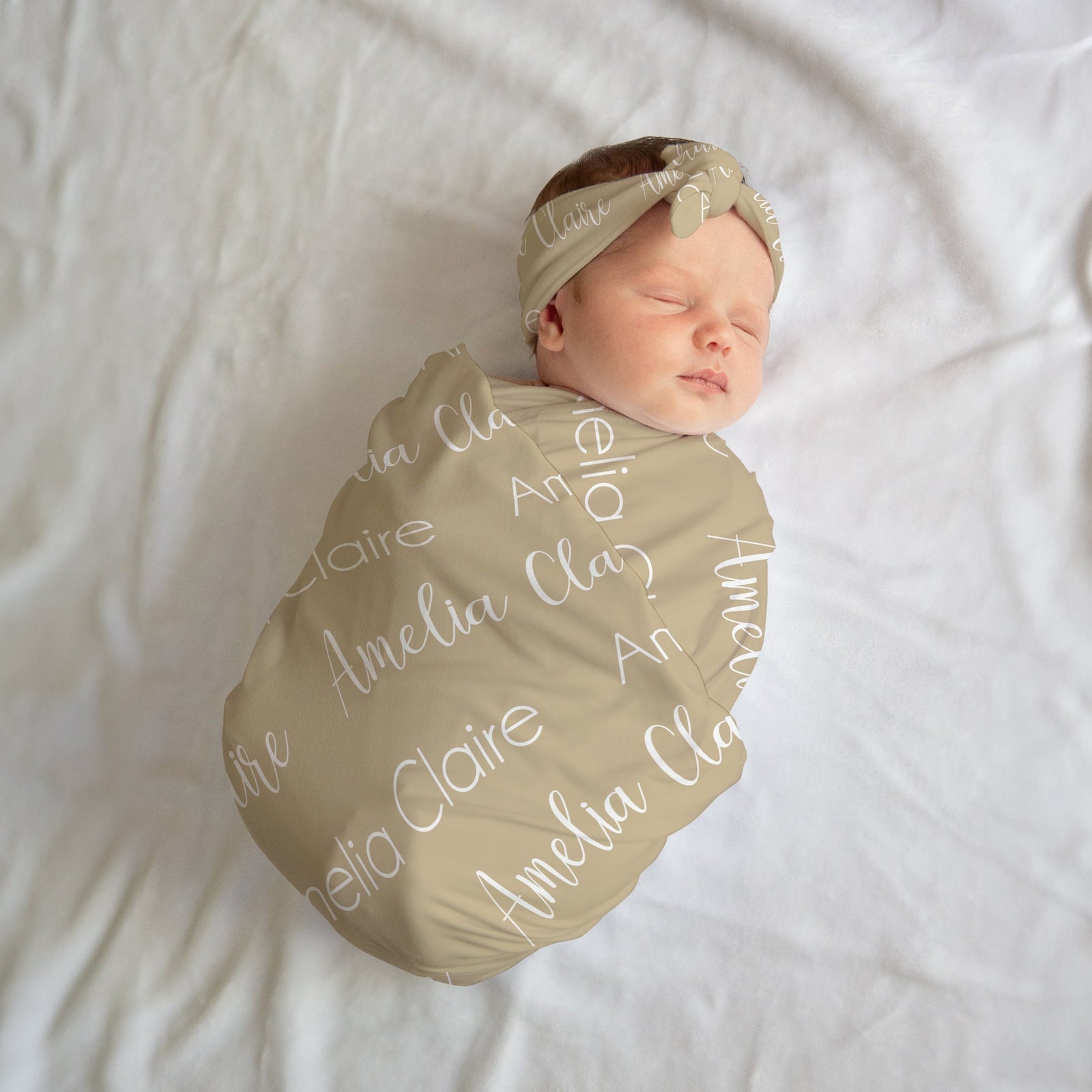 Baby girl name swaddle blanket, choose any color scheme, optional hats and headbands available