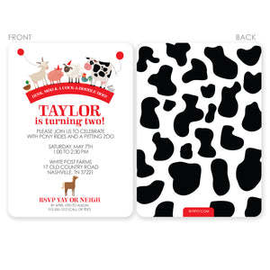 Party Animals Farm Party Birthday Invitation, Red (Printed)