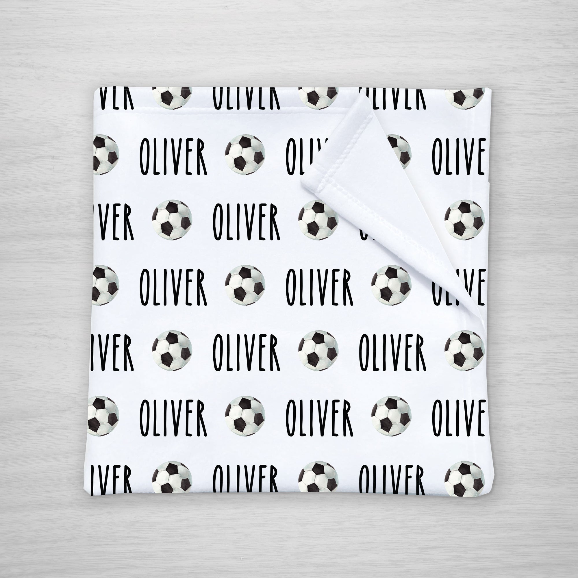 Soccer Name Blanket, personalized with your son or daughter's name, soft fleece