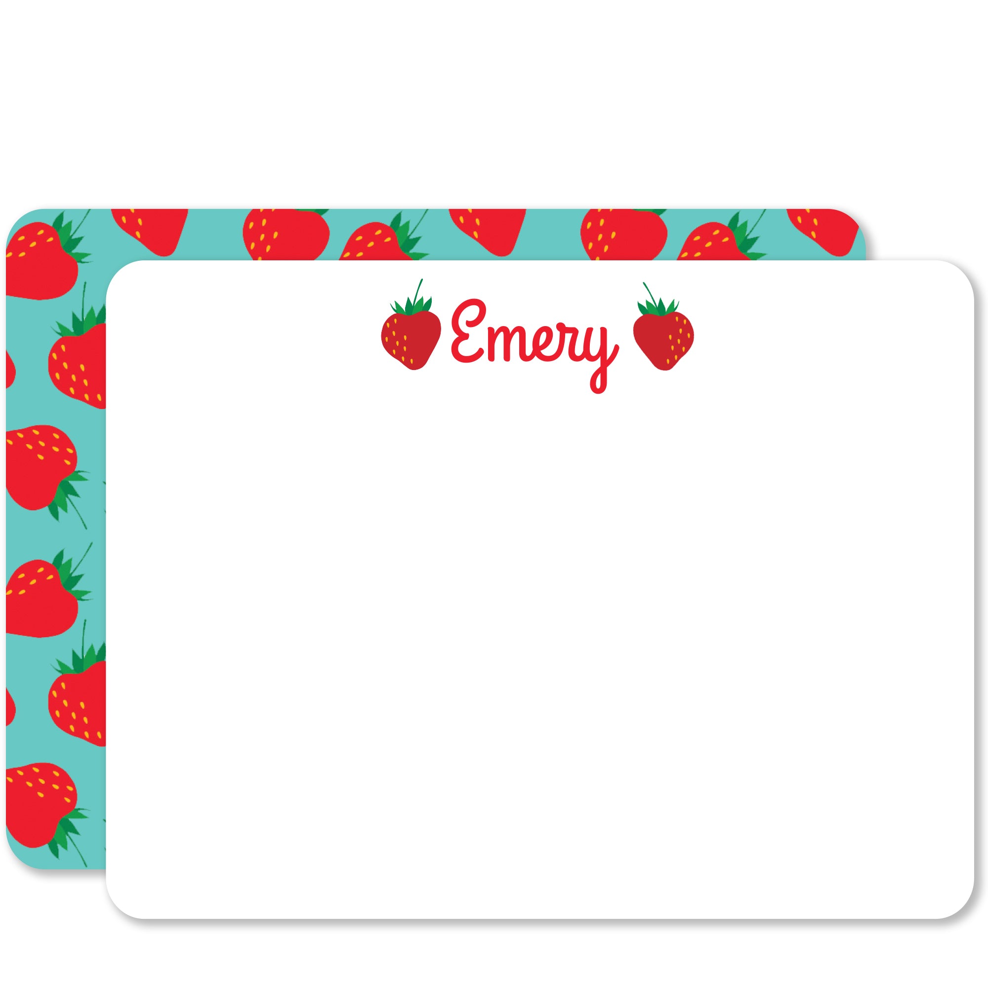 Strawberry stationery - thank you note cards to match a strawberry party theme, ultra heavy cardstock with 2 sided printing, comes with white envelopes