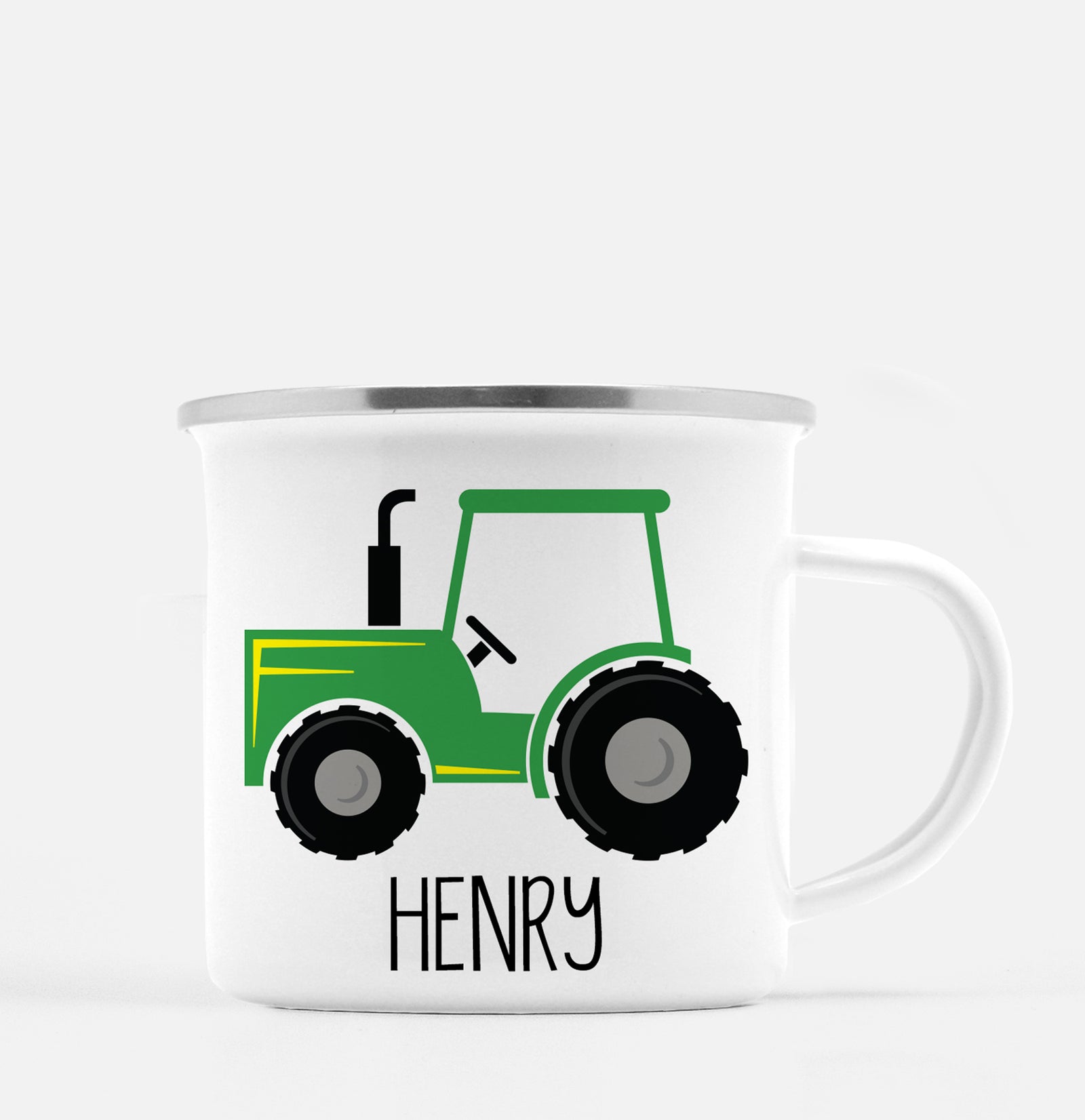 Tractor Camp Mug personalized with your child's name. Dishwasher safe