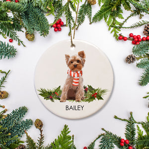 Yorkshire Terrier Christmas Ornament, Personalized with your Yorkie dog's name