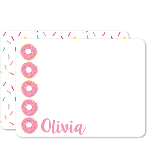 donut thank you notecards with pink sprinkes