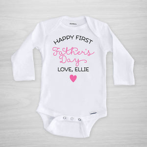 Happy First Father's Day Onesie - personalized with his daughter's name, long sleeved
