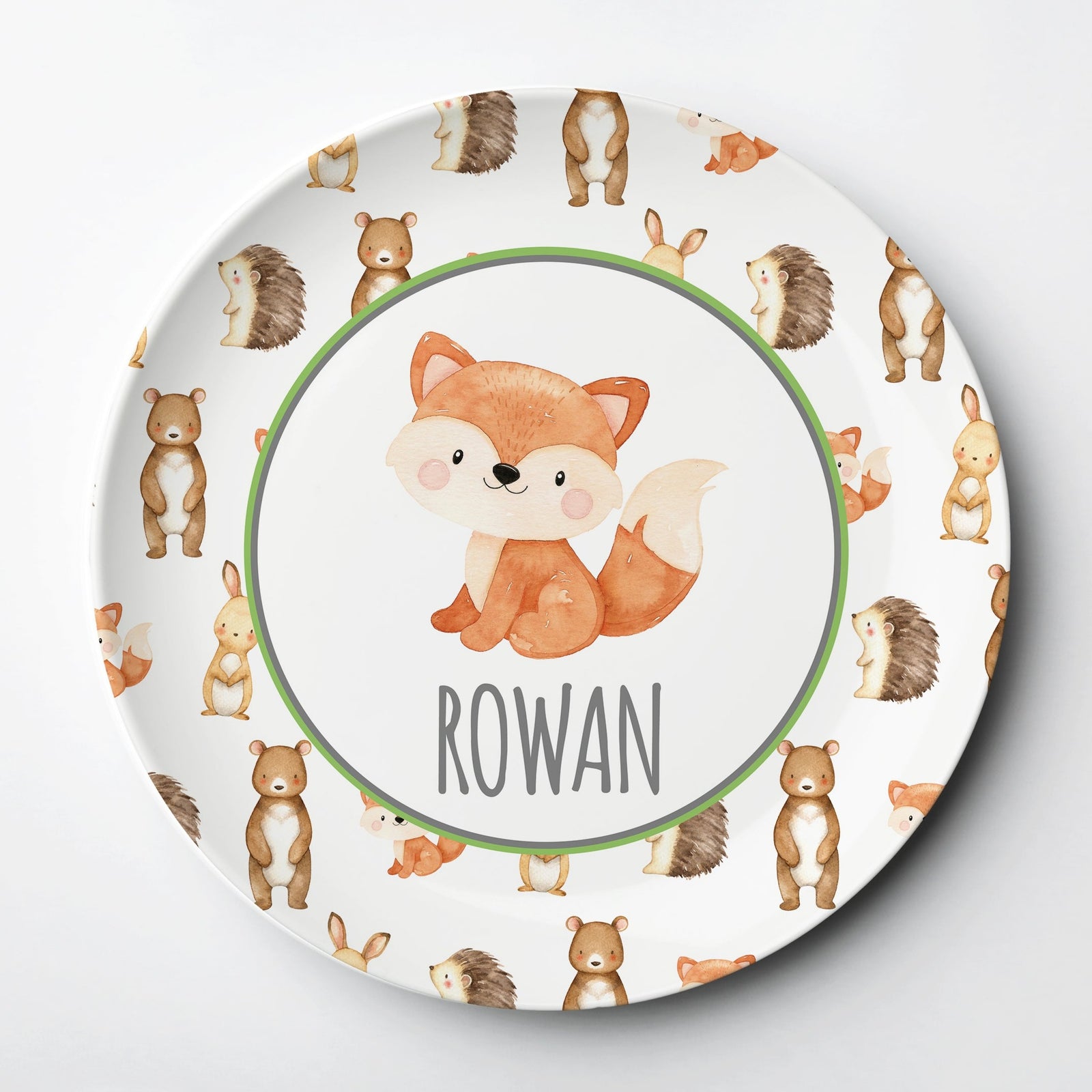 Fox personalized plate - reusable, dishwasher, microwave and oven safe, lasts for yaers