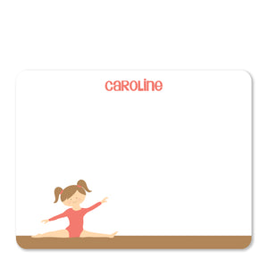 gymnastics girl flat notecards stationery